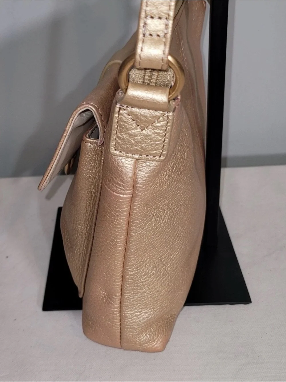Fossil Metallic Crossbody Bag Bronze Gold Leather Vintage Y2K